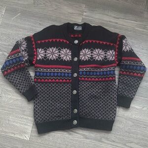 Tundra | Vintage Nordic fair isle 100% virgin wool sweater cardigan